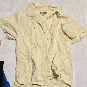 Tommy Bahama Pale Yellow Silk Button-Up Shirt